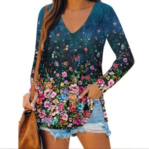 V-Neck Long Sleeve Tops