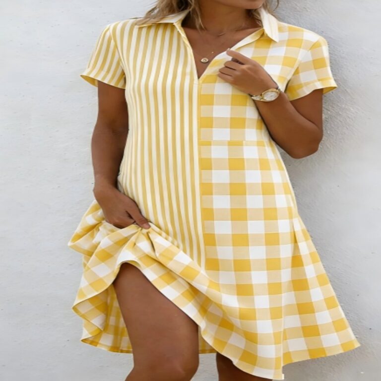 Lace Trim Dresses Women's Short Sleeve Shirt Dress