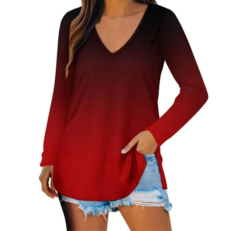V-Neck Long Sleeve Tops Women's V-Neck Long Sleeve Apparel