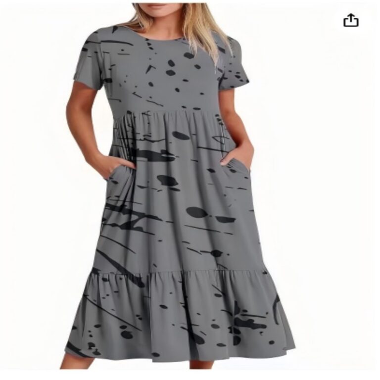 Short Sleeve Maxi Dresses Women's Pocket Short Sleeve Maxi Dress
