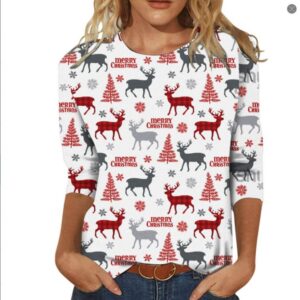 Crew Neck Three-Quarter Sleeve Tops